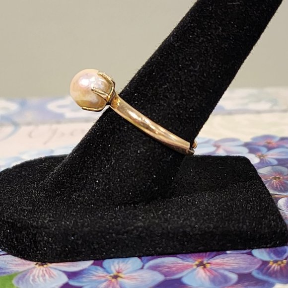 Vintage Round Cultured Pearl Ring 1/20 12KT - Picture 7 of 9